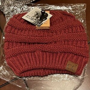 C.C Women's Burgundy Knit Beanie